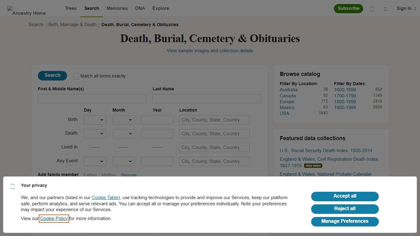 Death, Burial, Cemetery & Obituaries - Ancestry